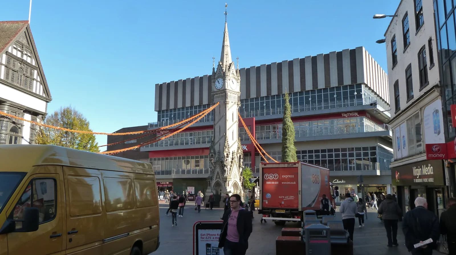 The Victorian Haymarket Memorial Clock Tower in Leicester city centre.