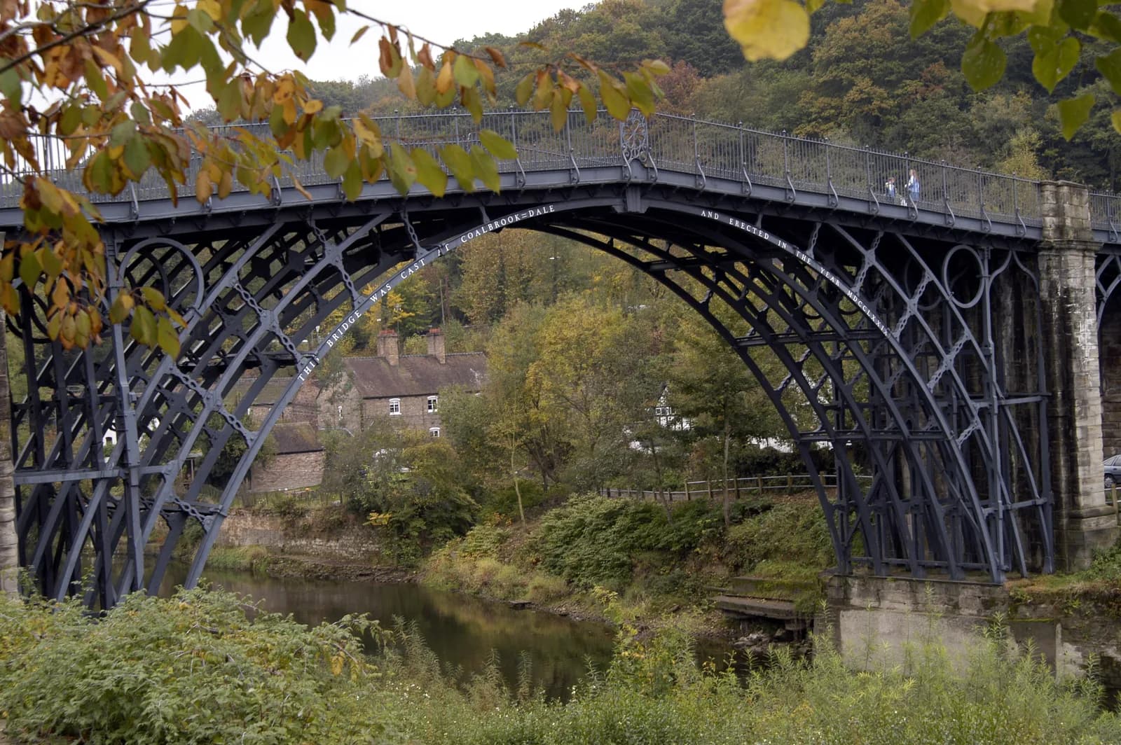 The Iron Bridge arching over the River Severn at Ironbridge.