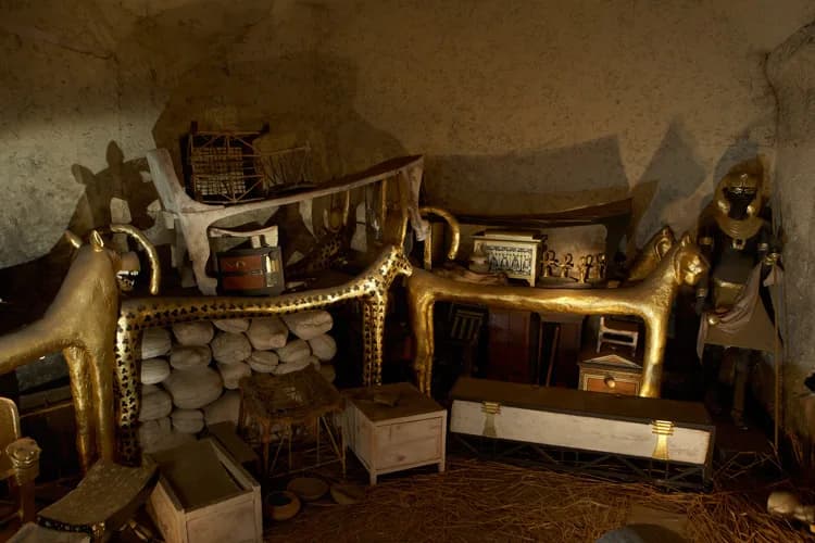 Recreated antechamber of Tutankhamun's tomb at the Tutankhamun Exhibition, Dorchester