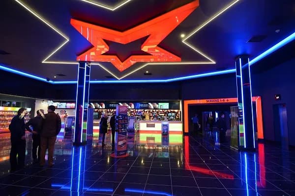 Cineworld Weston-super-Mare cinema foyer with screens 1-8 entrance
