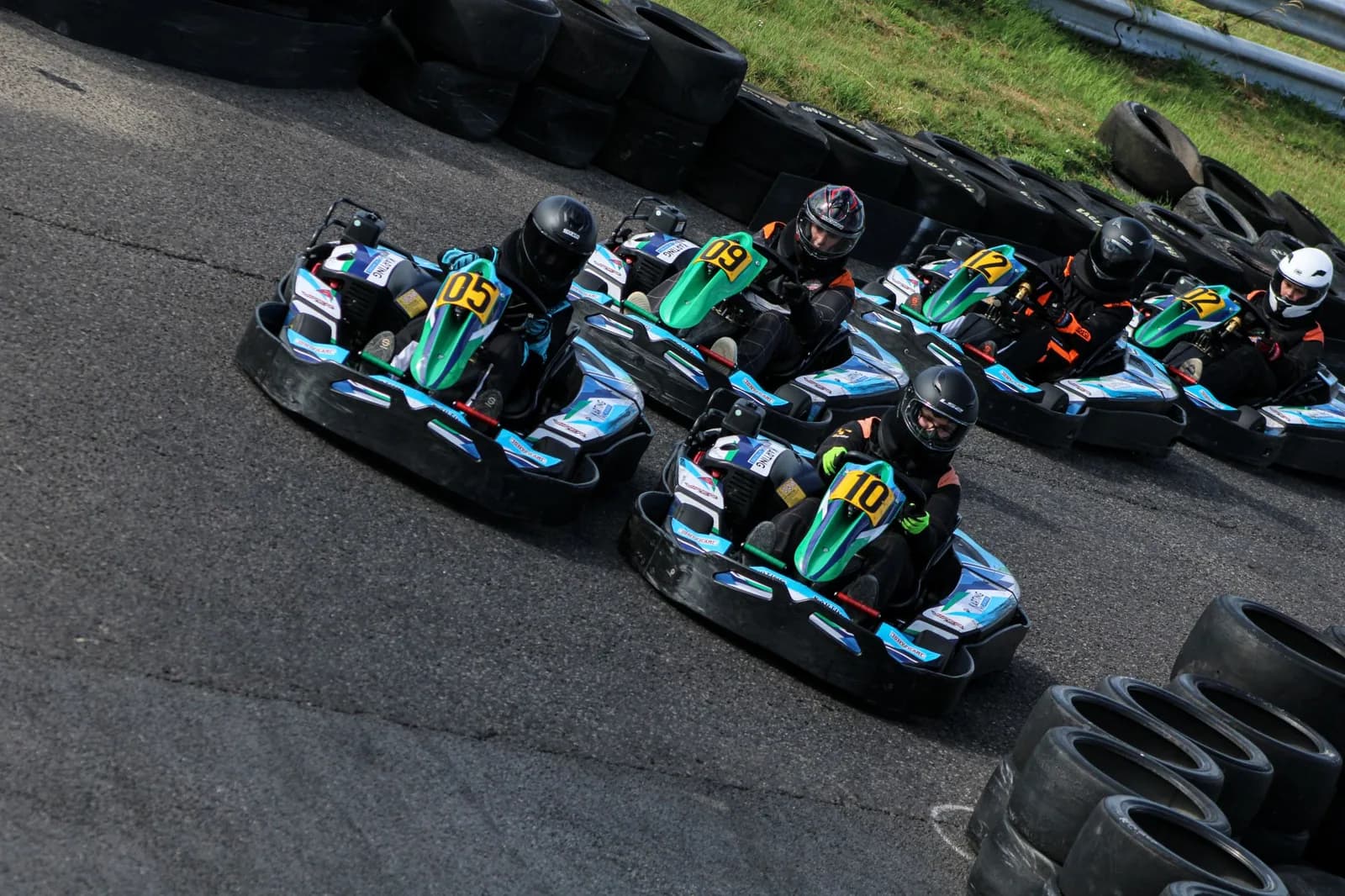 Karting at Haynes - rental go-karts racing on the outdoor track at Haynes Motor Museum, Sparkford