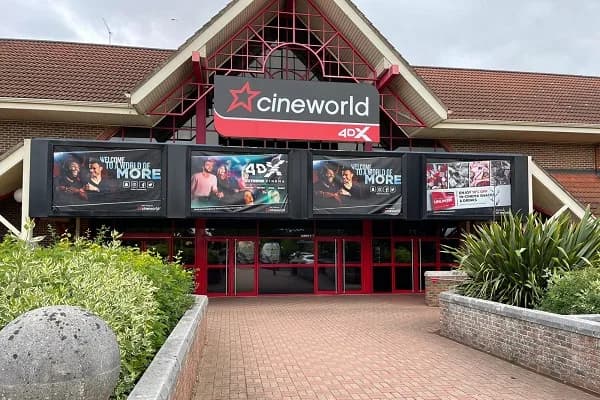 Cineworld Swindon Shaw Ridge exterior entrance with Cineworld signage