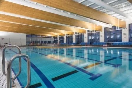 Swimming pool at Queen Park Sports Centre in Chesterfield with lane lanes