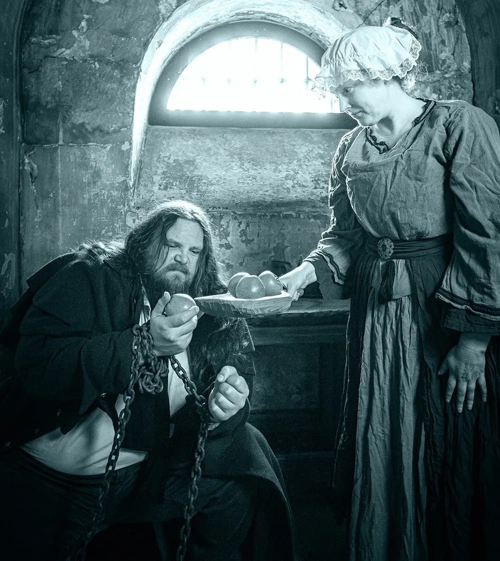 Historical reenactment scene in a prison cell at the National Justice Museum, Nottingham