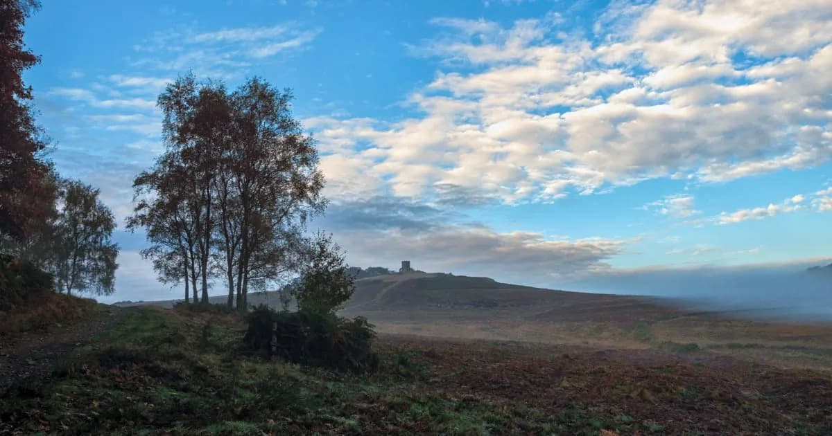 Autumn view over Bradgate Park towards Old John Tower