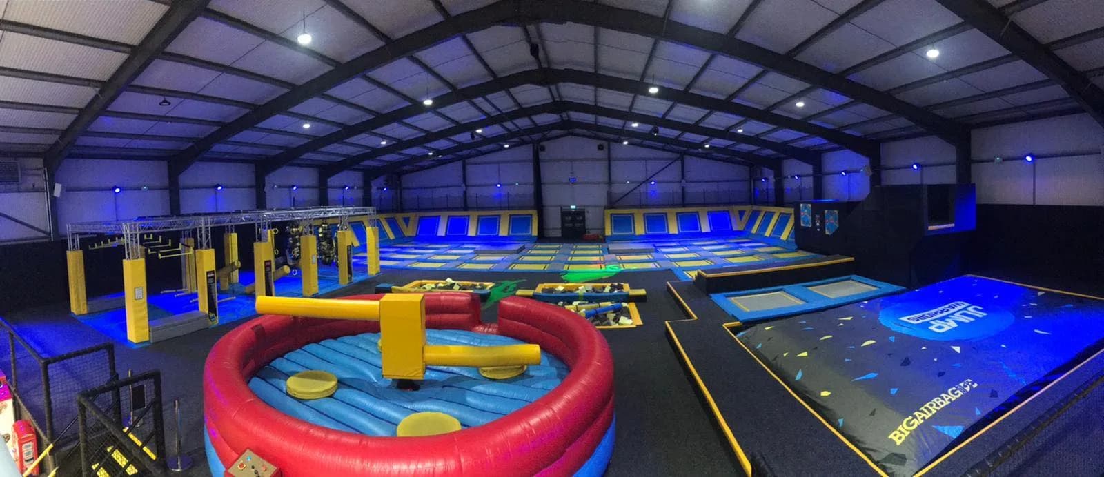 Jump Warriors Trampoline Park indoor arena with trampolines, Ninja course and big airbag, Ingoldmells, Skegness