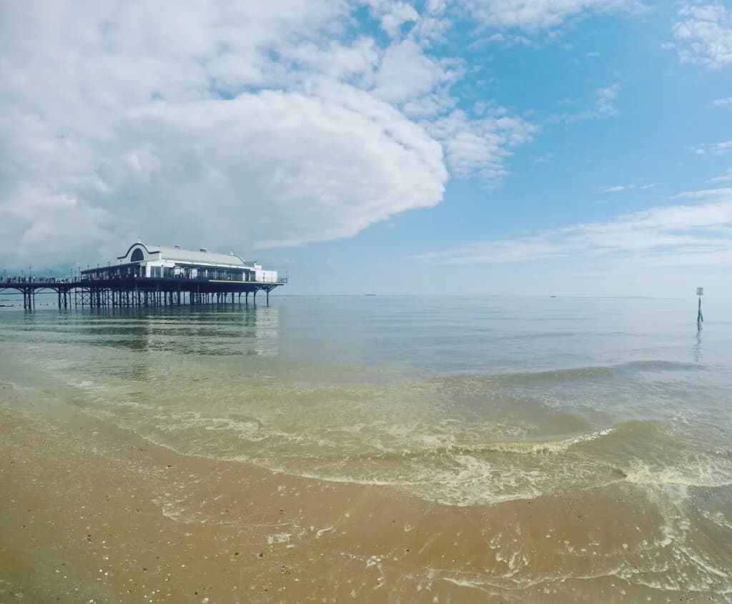 Cleethorpes Beach with pier in the distance