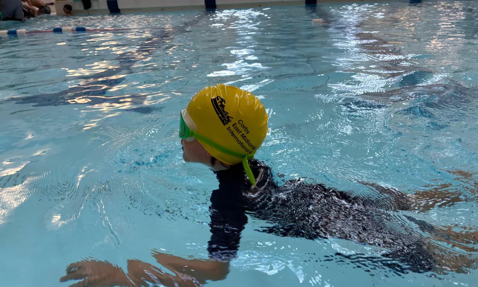 Young swimmer in the pool at Corby East Midlands International Pool, Corby