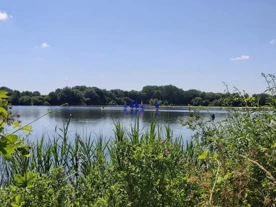 Sailing boats on the lake at Priory Country Park, Bedford