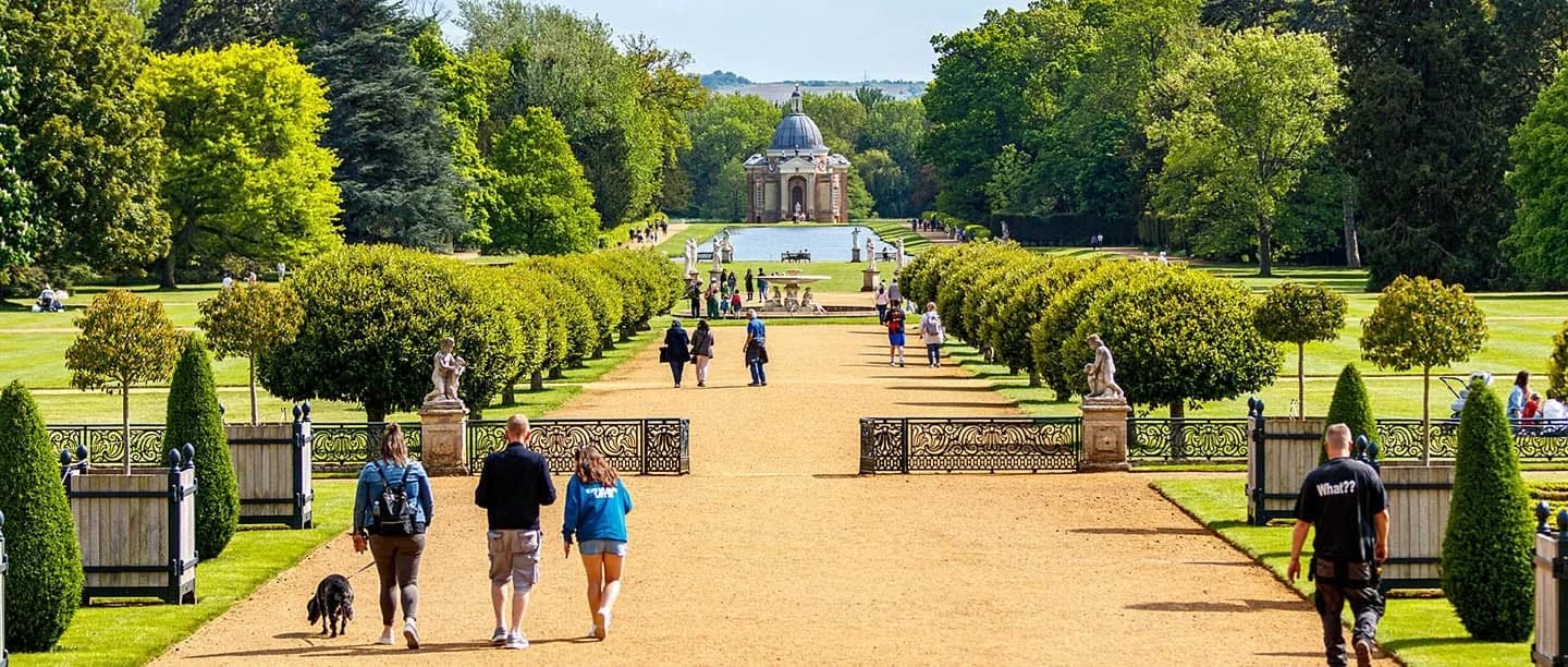 Visitors in the formal gardens at Wrest Park, Silsoe