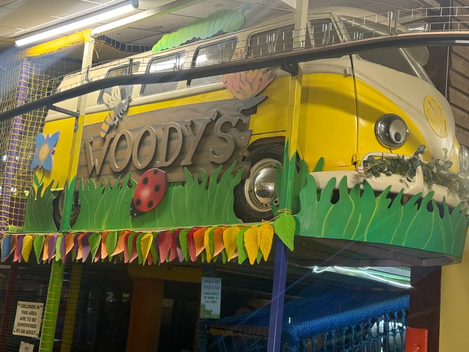 VW campervan themed soft play frame at Woody's Play Barn