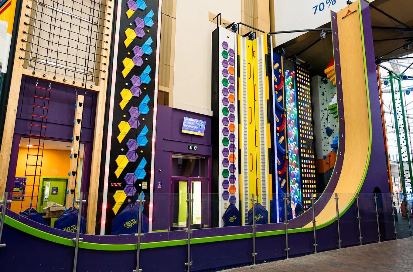 Indoor climbing walls and challenges at Clip 'n Climb at The O2, London
