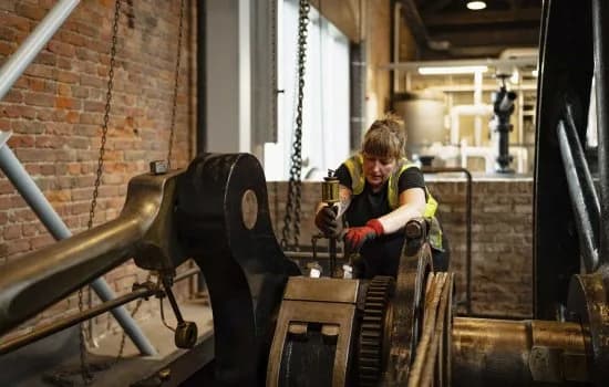 Power Hall gallery at the Science and Industry Museum showing steam engines and industrial machinery