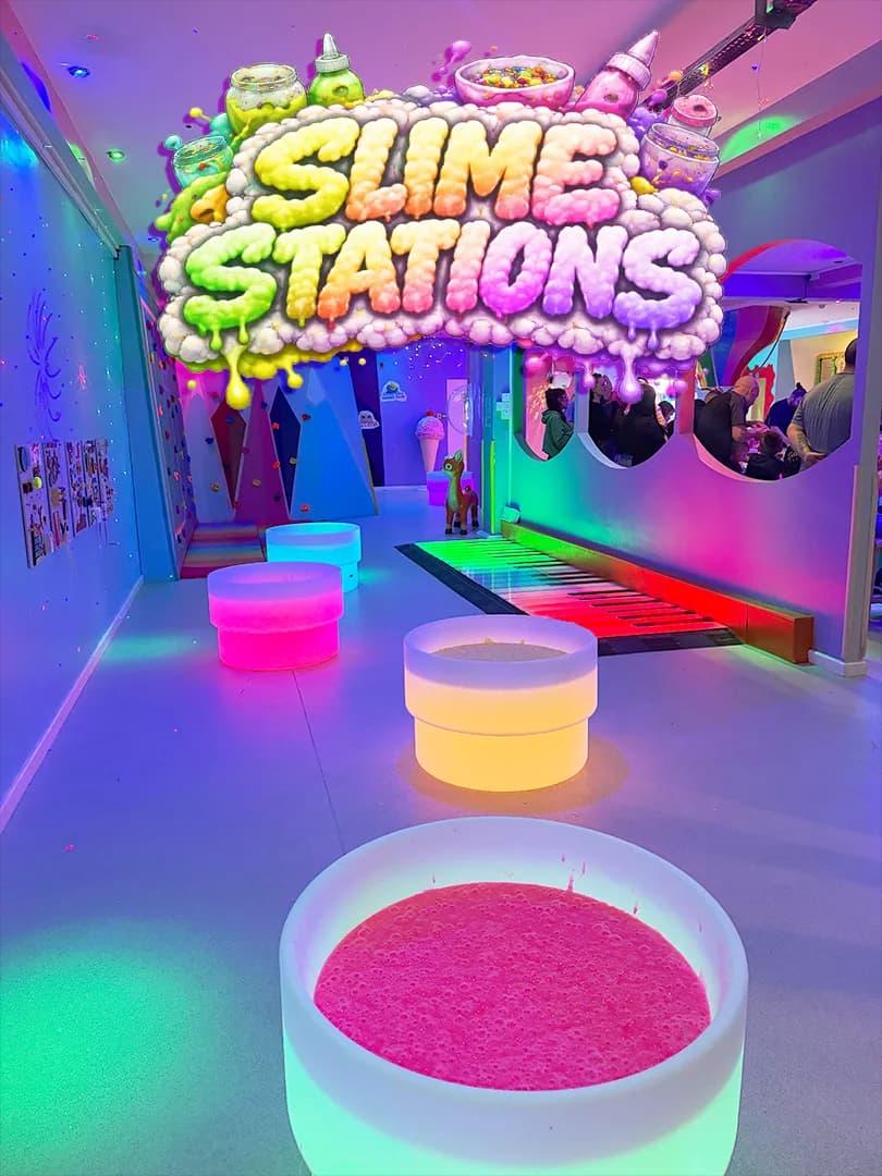 Slimeville Kids Playground Warrington — kids making slime at the slime-themed soft play centre