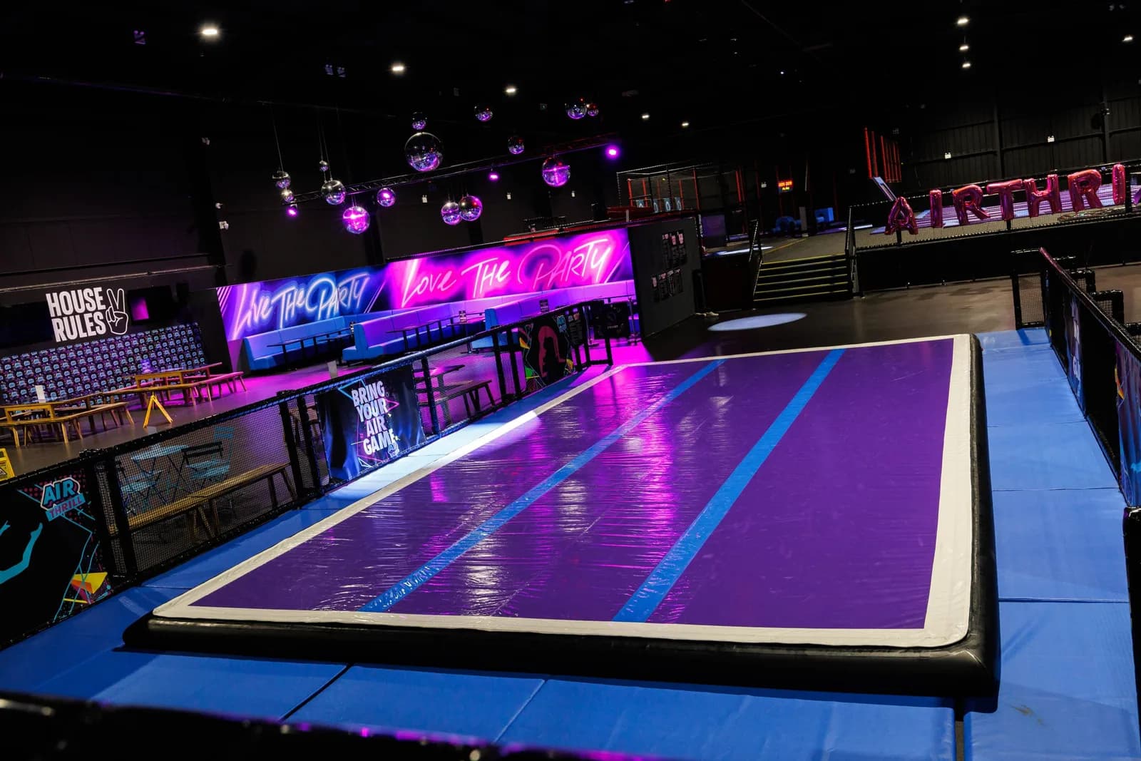 Trampoline arena at AirThrill East Kilbride after the 2023 refit