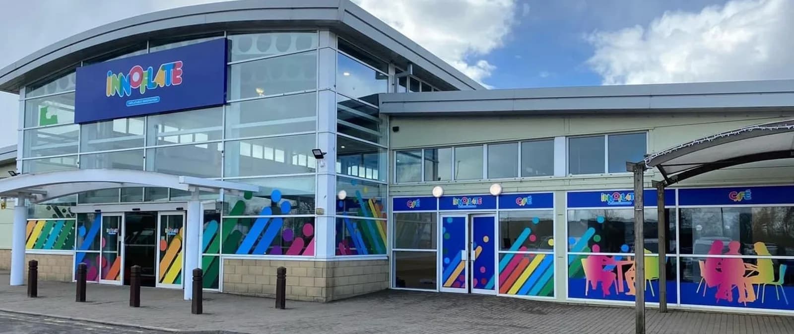 Exterior of Innoflate Dundee inflatable park at Ethiebeaton Park, Monifieth