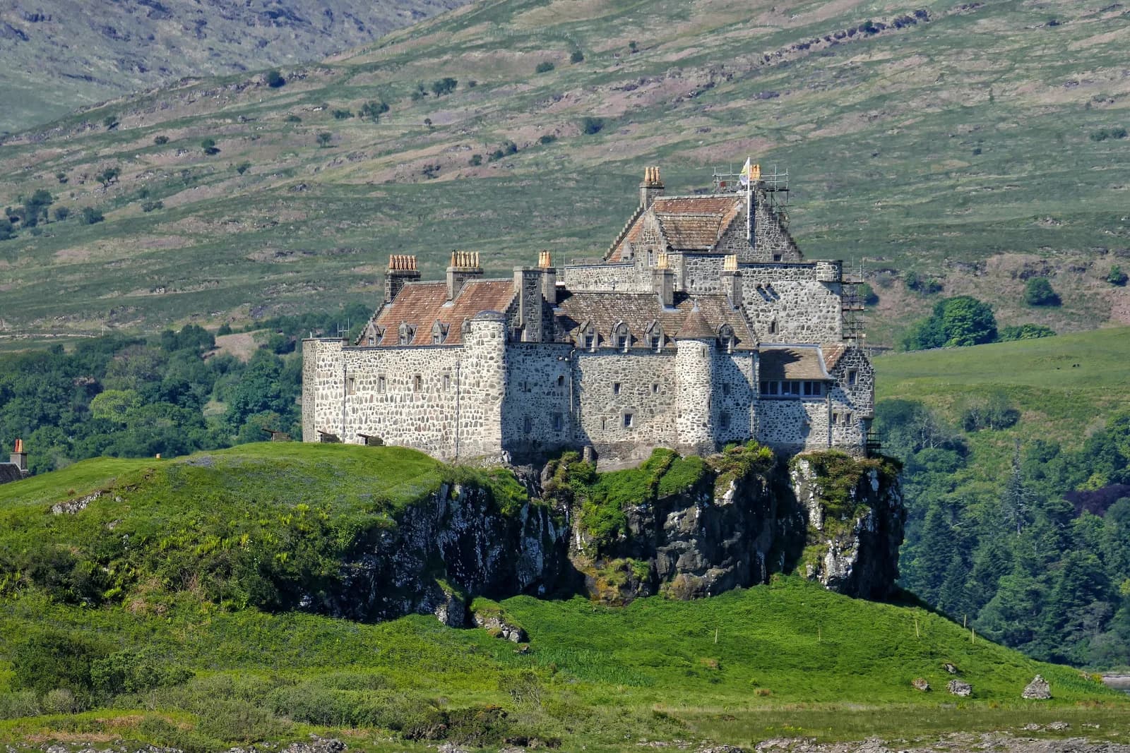 Duart Castle exterior view with the Sound of Mull