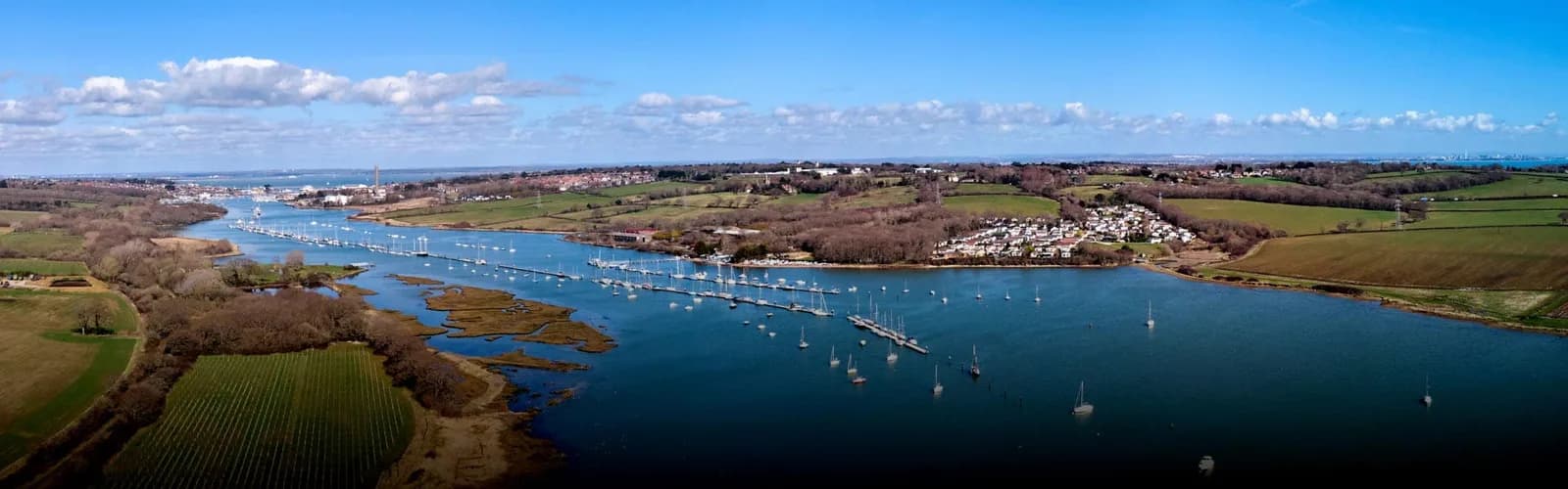 Aerial view of Thorness Bay Holiday Park and the Solent