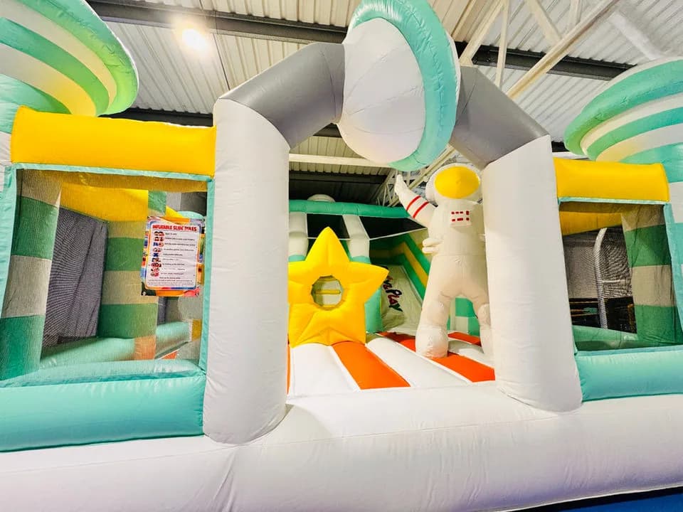 Space-themed inflatable play area at Party and Play Birmingham