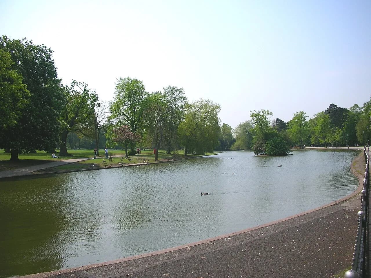 Cannon Hill Park boating lake and parkland in Birmingham