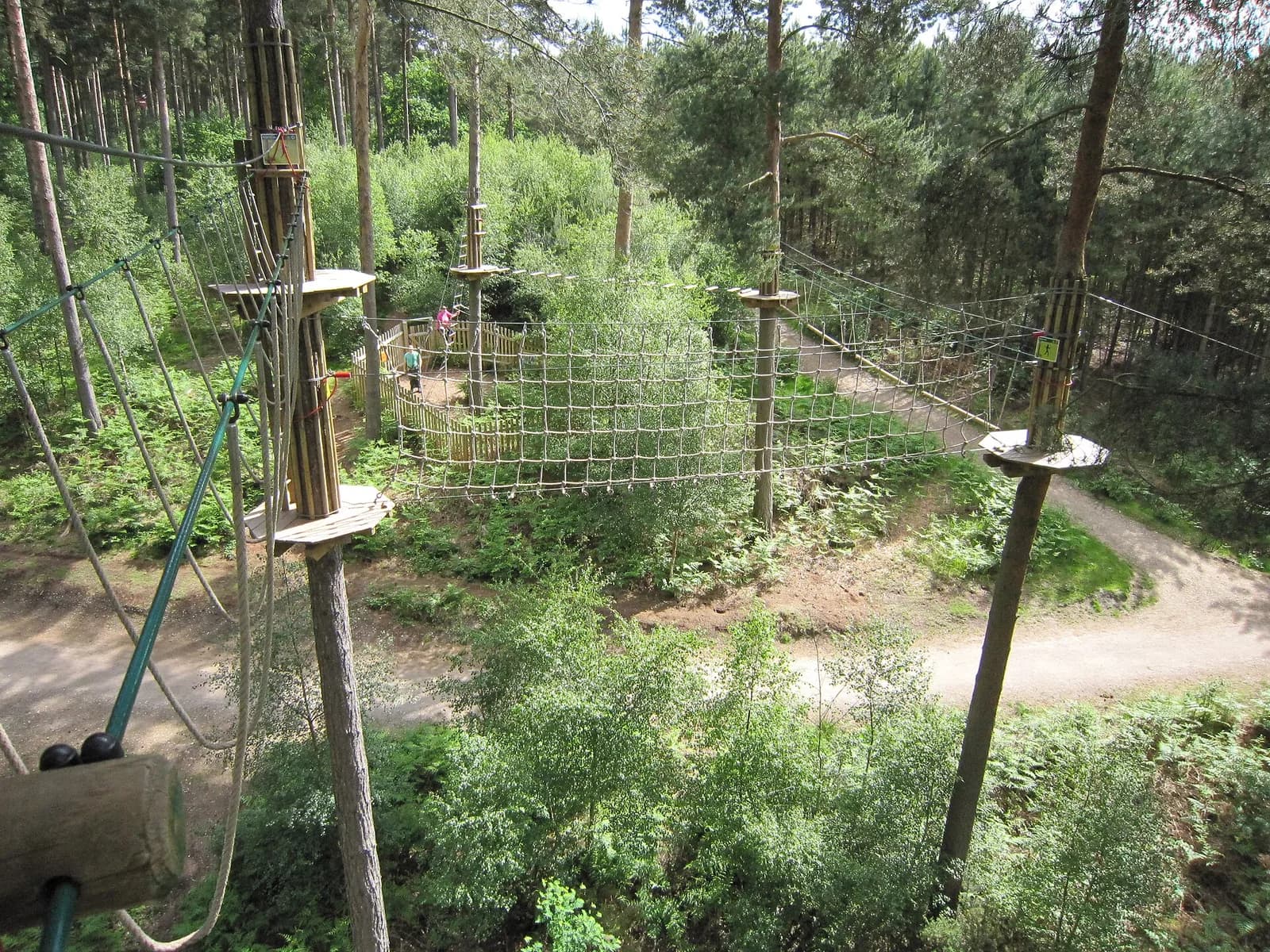 Treetop course platforms of Go Ape Cannock Chase high in the forest at Birches Valley