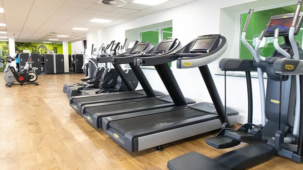 Gym floor with Technogym cardio equipment at Perdiswell Leisure Centre