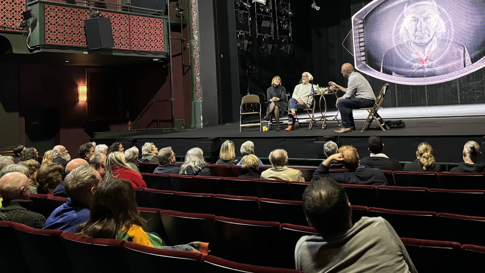 The Festival Theatre auditorium inside Malvern Theatres, viewed from the audience seating