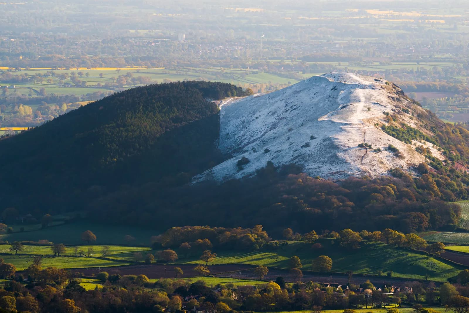 A dusting of snow on Earls Hill beside Pontesford Hill, Shropshire