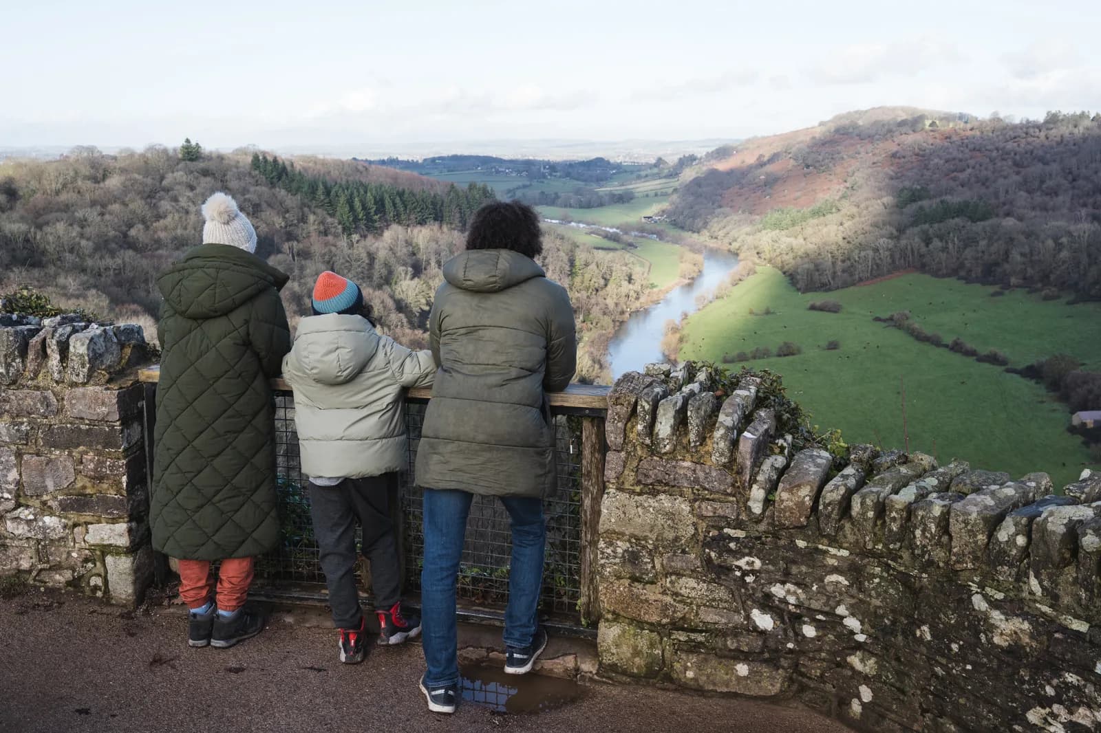 Family enjoying the view of the River Wye from Symonds Yat Rock viewpoint