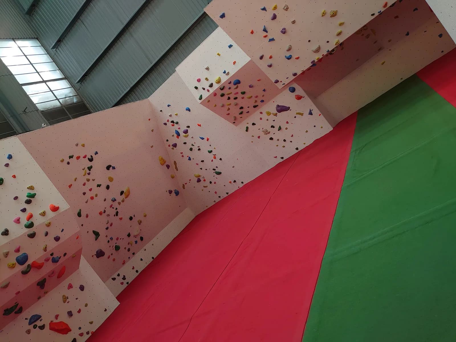 Indoor climbing wall with multiple routes at Sunderland Wall climbing centre