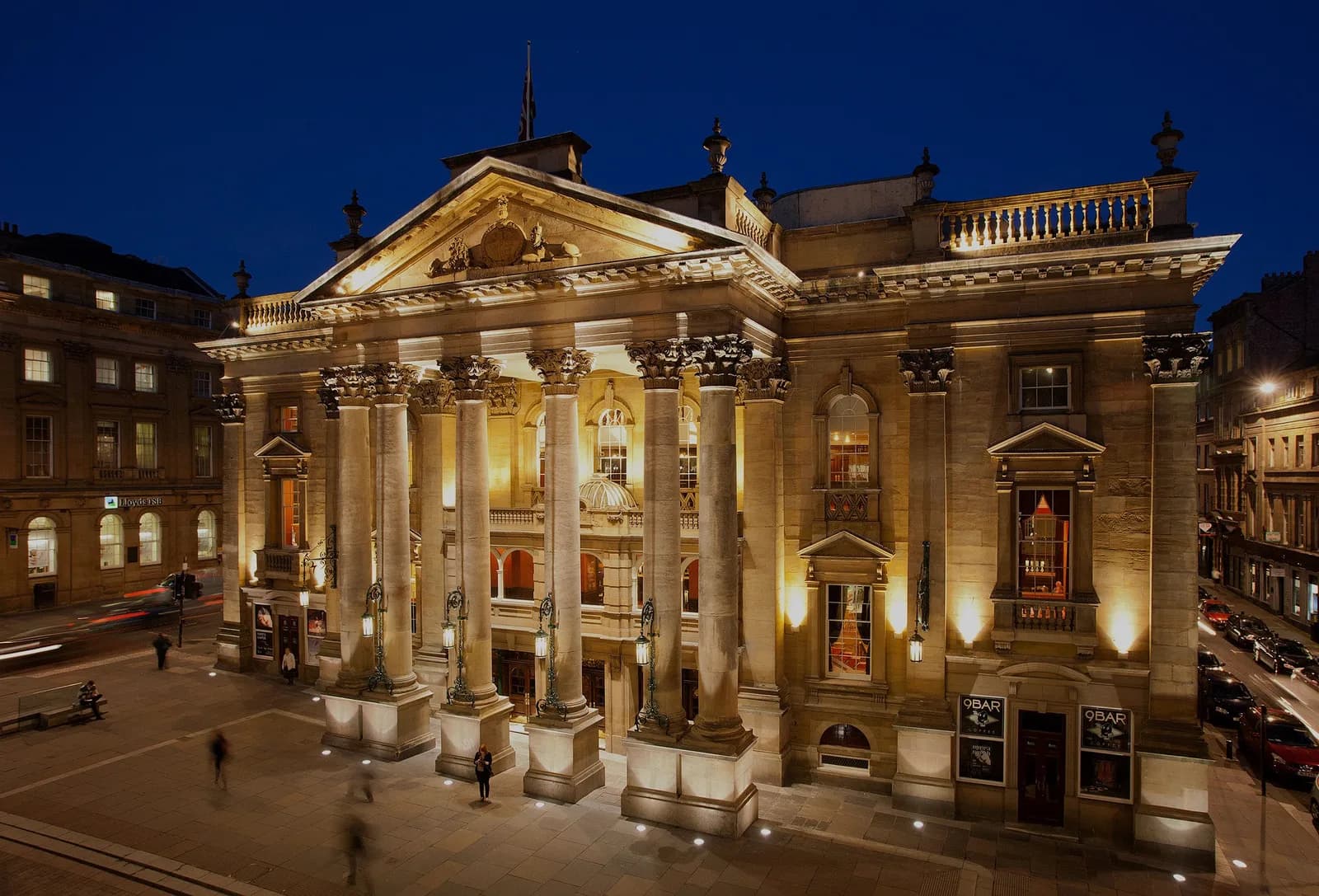 A night time view of Newcastle Theatre Royal