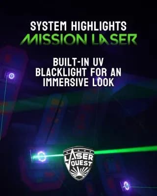 Laser Quest Newton Aycliffe laser tag arena with UV blacklight effects