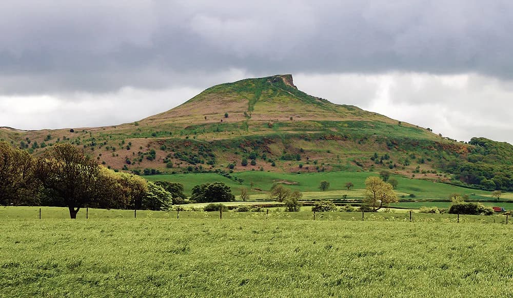 Roseberry Topping viewed from the north, showing its distinctive half-cone shape
