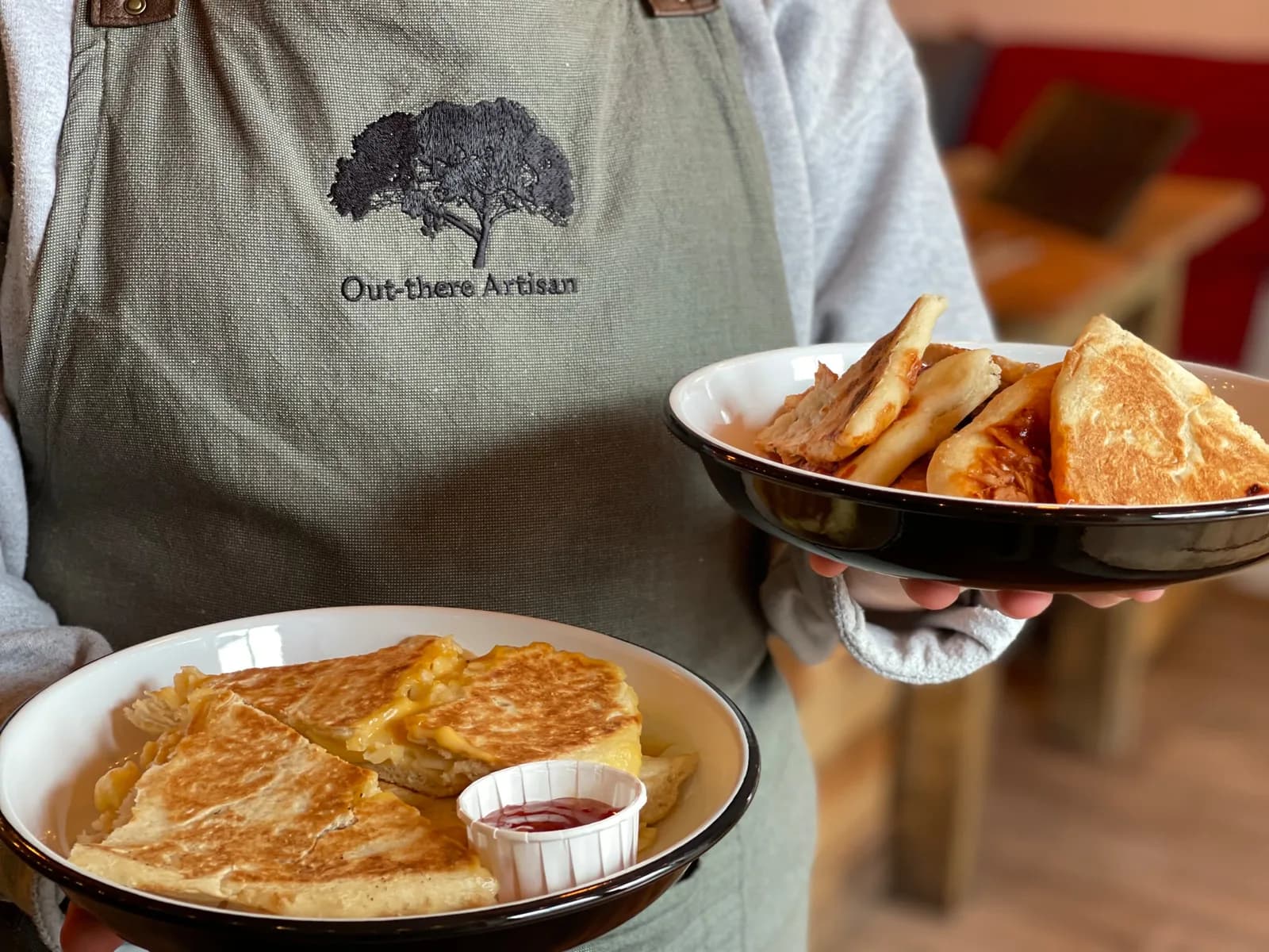 Food served at Out There Artisan cafe inside Harestanes Countryside Visitor Centre