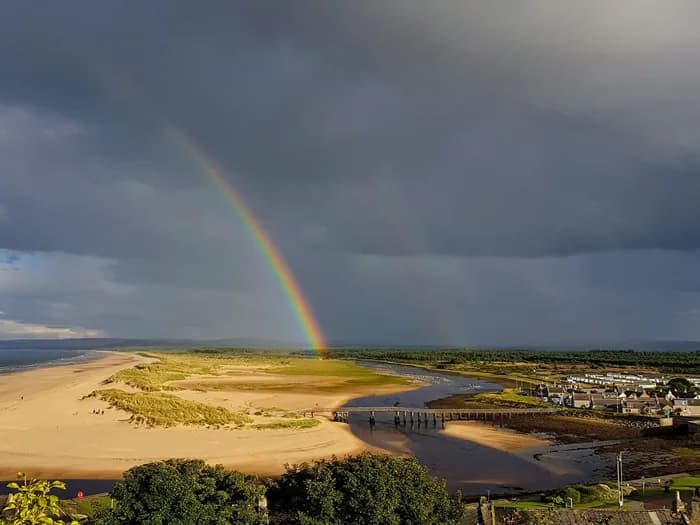Lossiemouth East Beach with rainbow