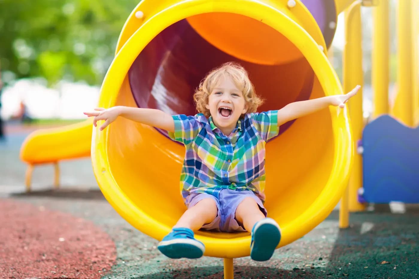 Outdoor play park with swings, slides and climbing frames at Perth Leisure Pool, part of Live Active Leisure