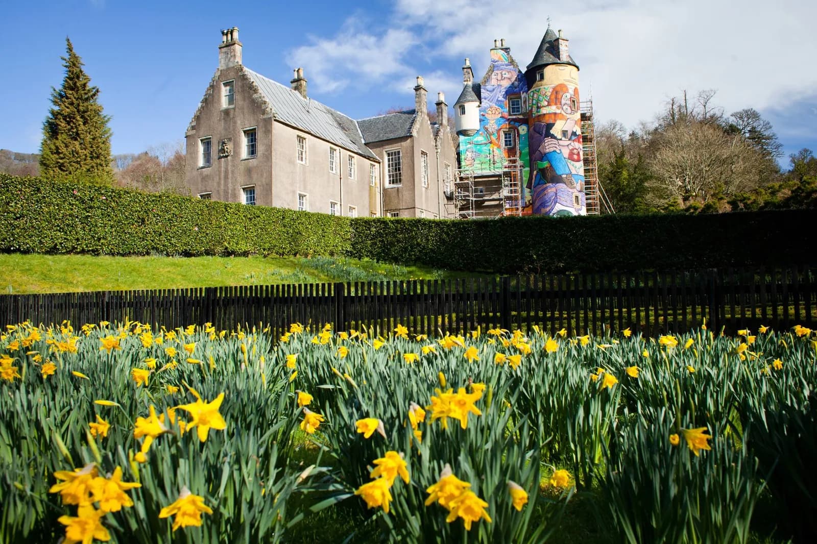 Kelburn Castle with famous Brazilian graffiti artwork