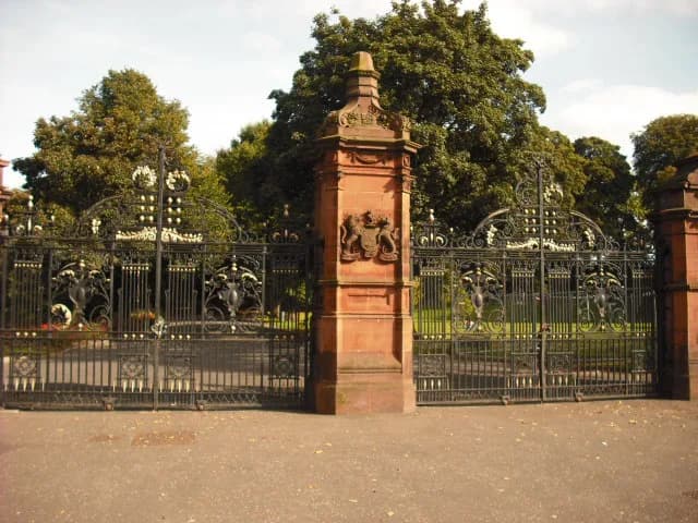 Entrance gates to Ormeau Park, Belfast — the city's oldest municipal park