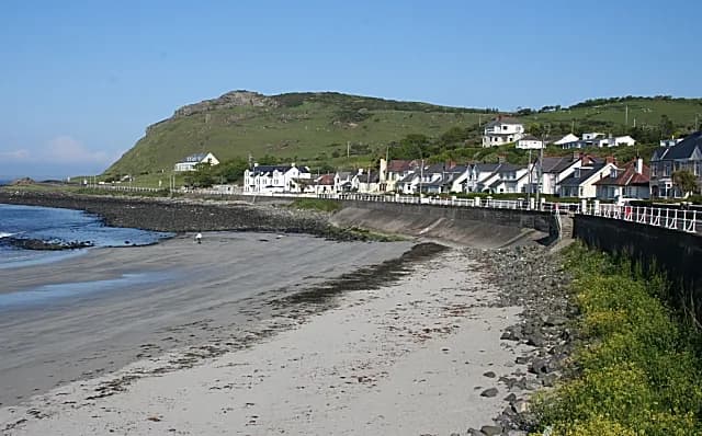 Looking south at Ballygally beach and Ballygally Head