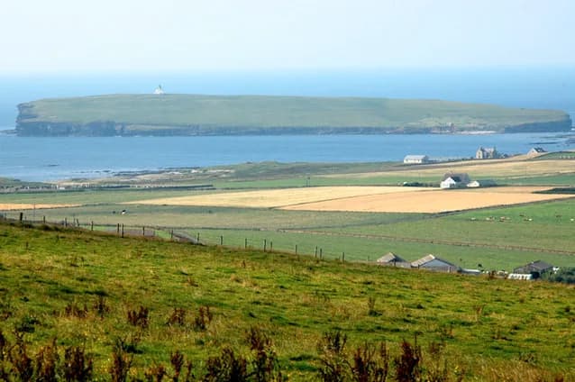 Brough of Birsay tidal island from the south, showing the causeway