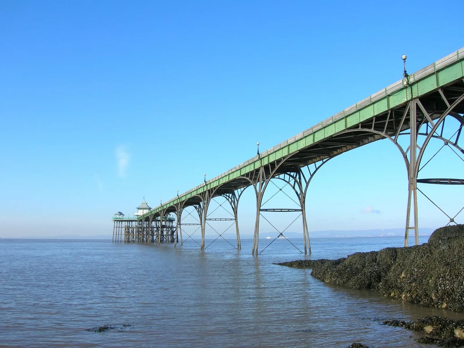 Clevedon Pier stretching out over the Bristol Channel