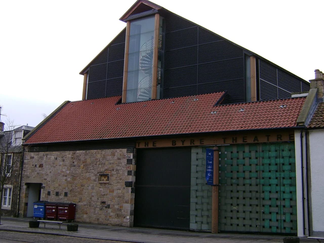 Byre Theatre exterior with 'THE BYRE THEATRE' lettering, St Andrews
