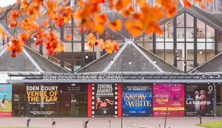 Eden Court Theatre & Cinema exterior entrance with signage, Inverness