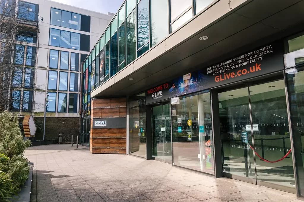 Exterior of G Live venue on London Road, Guildford