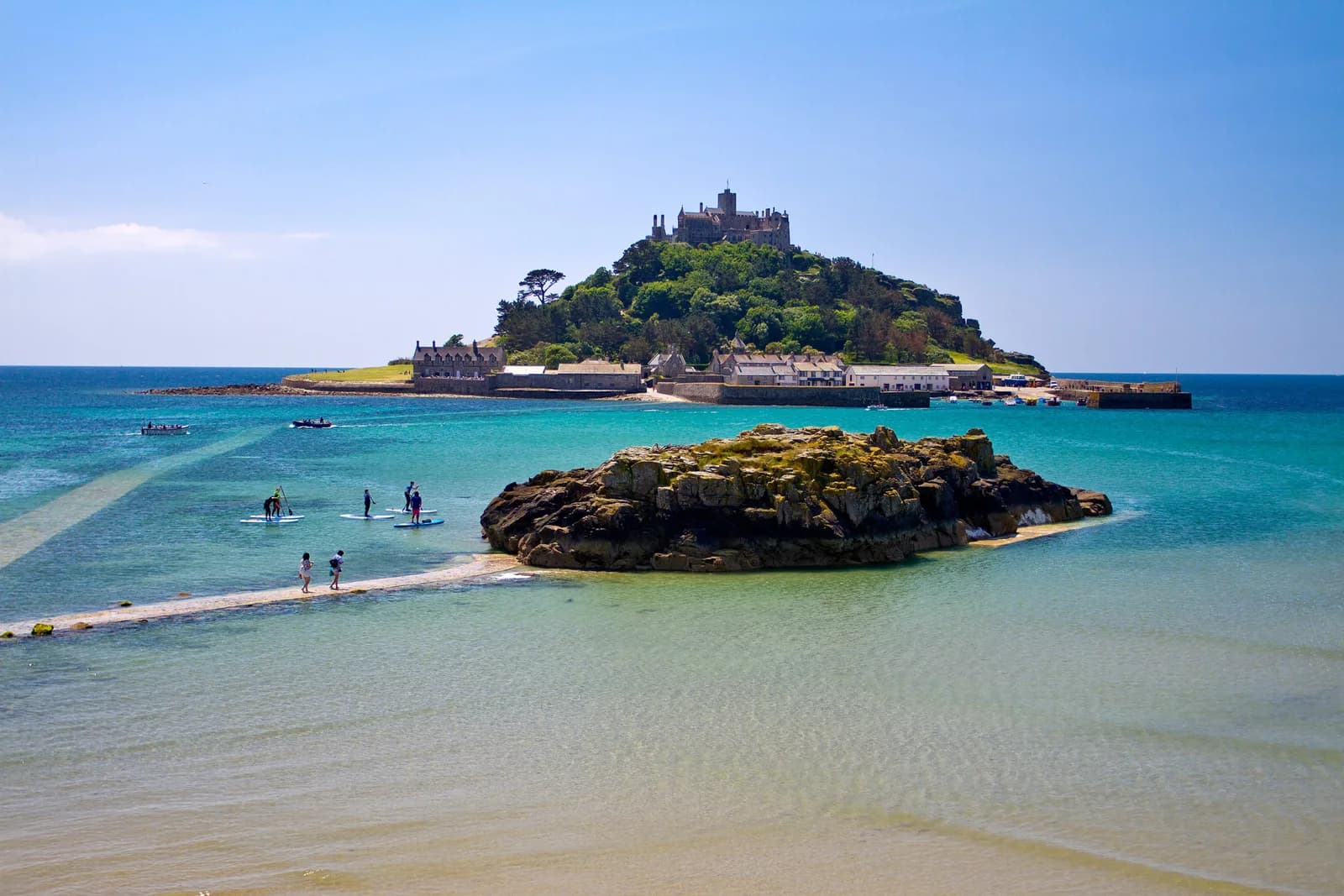 St Michael's Mount castle seen across the bay from Marazion