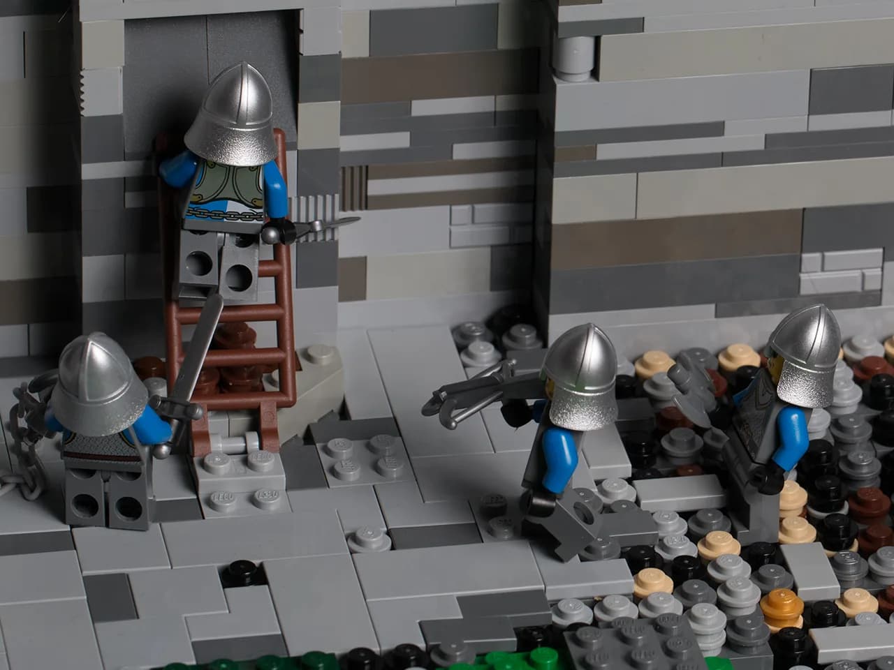 LEGO medieval castle diorama at the Brick History exhibition, Bodmin Jail