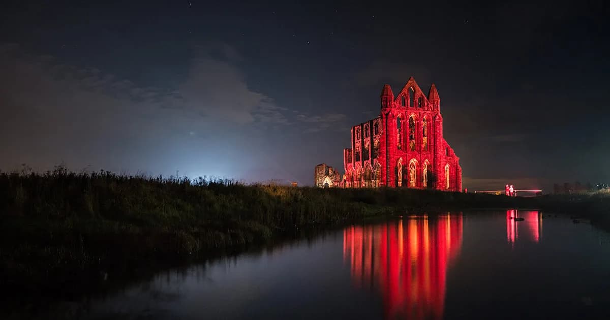 Whitby Abbey gothic ruins on the clifftop above Whitby