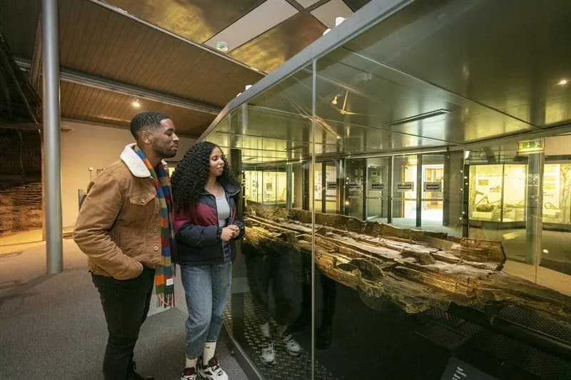 The 3,500-year-old Bronze Age boat on display at Dover Museum