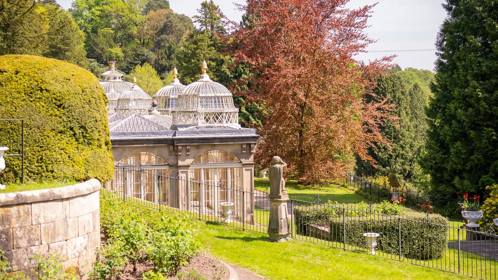 Lawns and flower beds of the Alton Towers Gardens