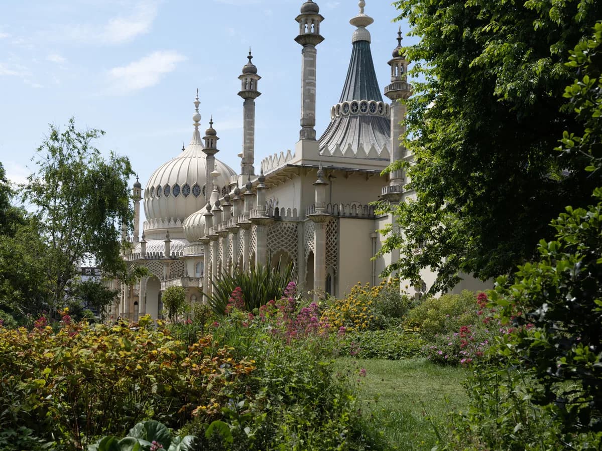 The Royal Pavilion and Garden in Brighton on a summer day